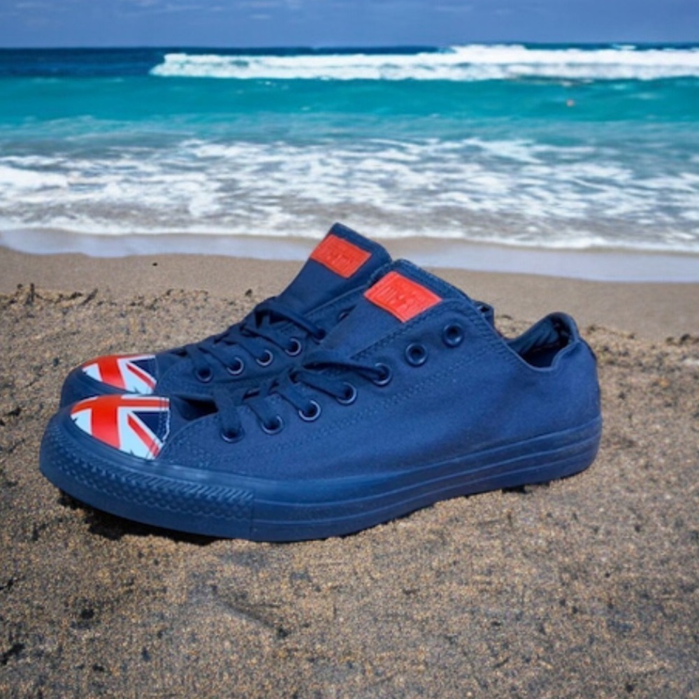 RARE-Converse ChuckTaylor AllStar OX Flag Toe UKπ¬π§ Core- Punk- EUC 8.5-blue-red - Picture 4 of 16